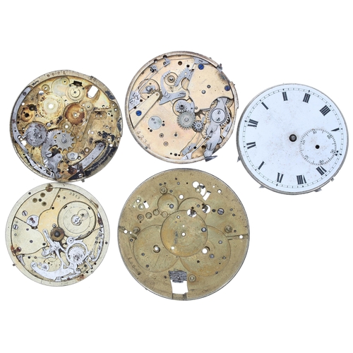 643 - Five repeater pocket watch movements for spares or repair