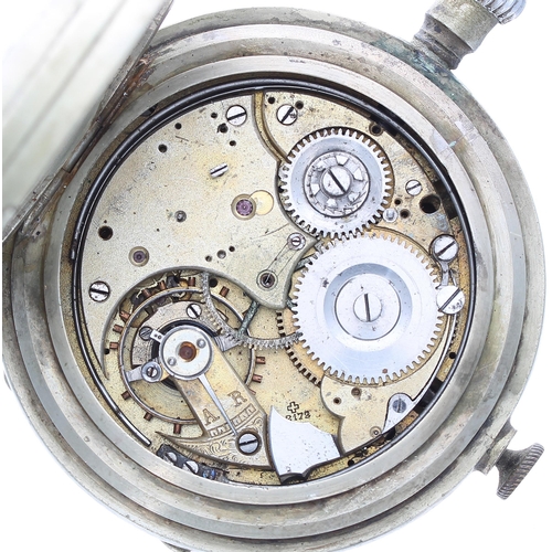 646 - Repeater pocket watch movement within an associated nickel case, 60mm