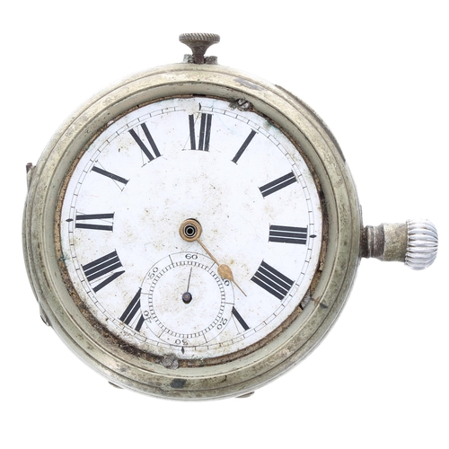 646 - Repeater pocket watch movement within an associated nickel case, 60mm