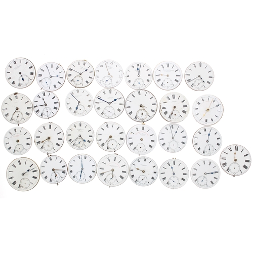 647 - Twenty-nine lever and fusee lever pocket watch movements with dials (29)