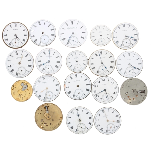 648 - Eighteen American pocket watch movements to include eleven Waltham, six Elgin and one Rockford (18)... 