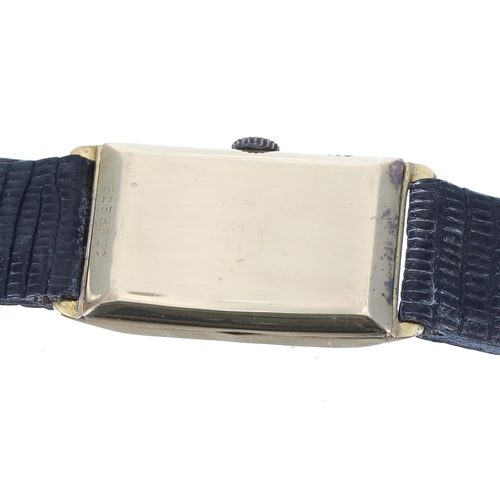 106 - Longines 18ct rectangular Doctor's wristwatch, case and movement no. 5253xxx, circa 1934, signed sil... 