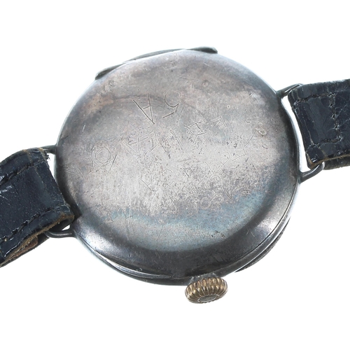 29 - Rolex WWI period silver wire-lug trench wristwatch, import hallmarks London 1916, enamel dial with A... 