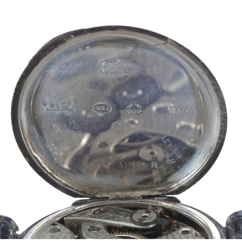 29 - Rolex WWI period silver wire-lug trench wristwatch, import hallmarks London 1916, enamel dial with A... 