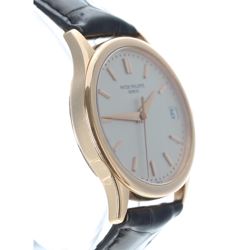 63 - Patek Philippe Calatrava 18ct rose gold automatic calendar gentleman's wristwatch, reference no. 399... 