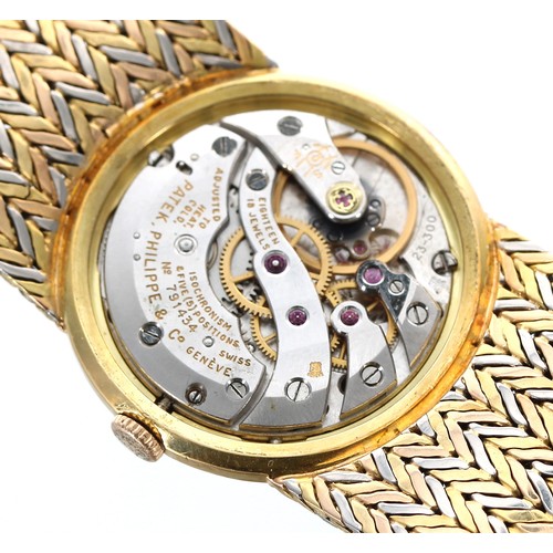 65 - Unusual Patek Philippe, Genéve 18ct tri-colour textured dress wristwatch, reference no. 3307, case n... 