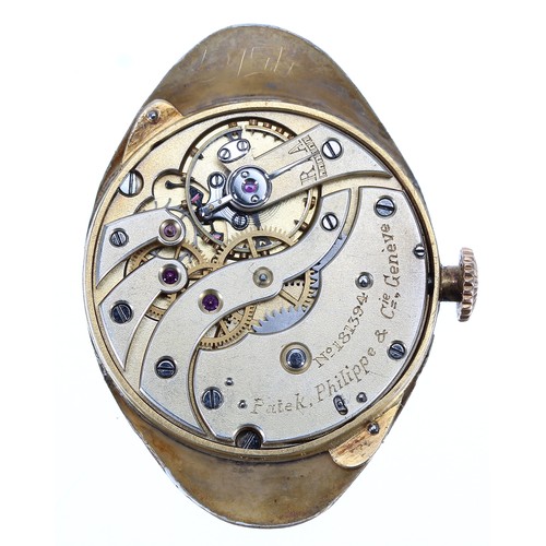 67 - Early and rare Patek Philippe & Co, Genéve 14ct tonneau curved wristwatch, no. 1813xx, circa 191... 