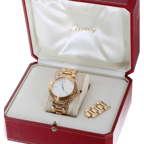 77 - Cartier de Pasha 18ct automatic gentleman's wristwatch, reference no. 2392, serial no. MG28xxxx, sil... 