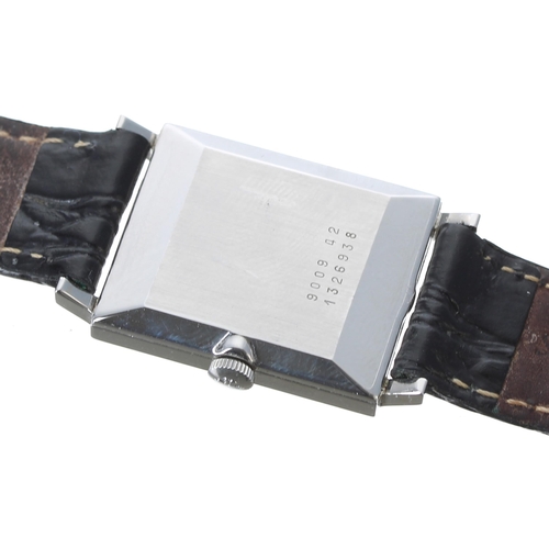 74 - Jaeger-LeCoultre rectangular stainless steel wristwatch, case no. 9009 02, serial no. 132xxxx, circa... 