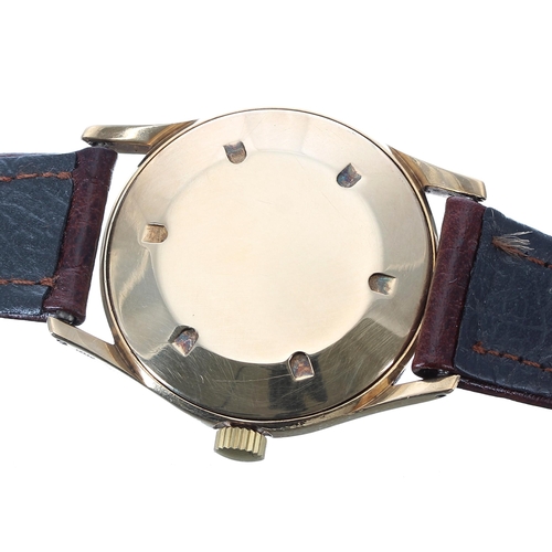 116 - Smiths for Asprey 9ct gentleman's wristwatch, Birmingham 1957, circular silvered textured dial brand... 