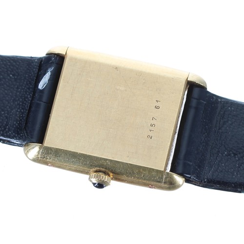 119 - Jean Perret 18ct Tank wristwatch retailed by Turler, case no. 2157 61, rectangular white dial brande... 