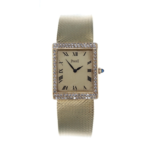 Piaget 18ct diamond set rectangular gentleman s dress watch