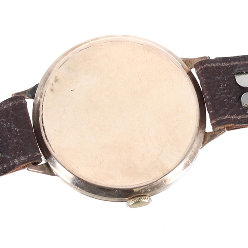 142 - Large 9ct gentleman's wristwatch, Edinburgh 1941, circular silvered dial branded Bravingtons Renown ... 