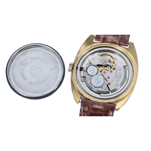 146 - Hamilton gold plated and stainless steel gentleman's wristwatch, circular champagne dial with gilt a... 