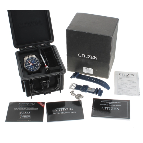 192 - Citizen automatic stainless steel gentleman's wristwatch, reference no. 8200-S108322, blue dial, rot... 