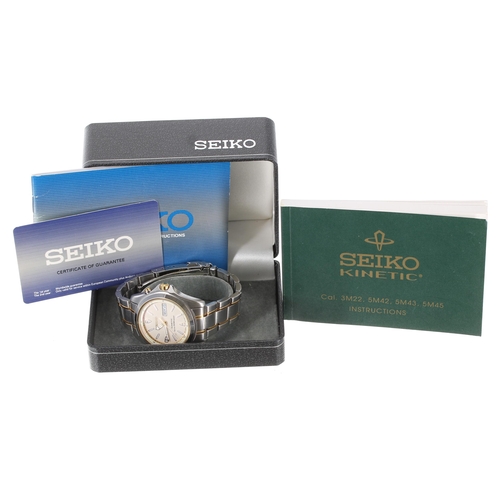 172 - Seiko Kinetic bi-colour stainless steel gentleman's wristwatch, reference no. 5M43-0C80, cream/lumin... 