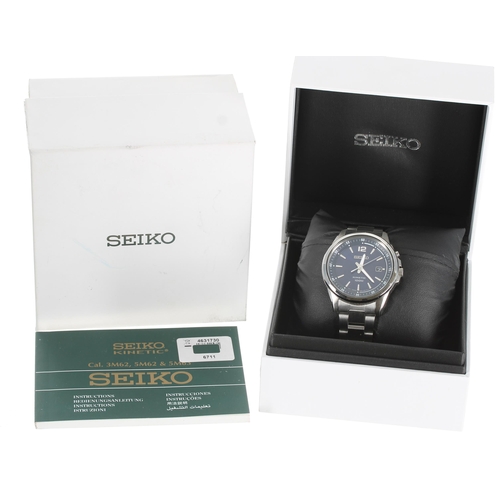 173 - Seiko Kinetic 100M stainless steel gentleman's wristwatch, reference no. 5M62-0DC0, blue dial, Seiko... 