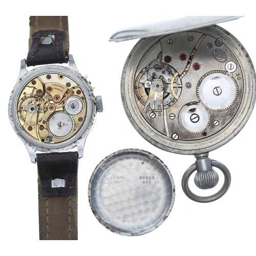 206 - Rare Longines 'Weems' British Military RAF Aviators wristwatch, circa 1940, movement no. 5902xxx, 60... 