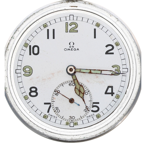 217 - Omega WWII British Military Army issue nickel cased lever pocket watch, circa 1939, signed cal. 38, ... 