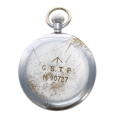 218 - Cyma WWII British Military Army issue nickel cased lever pocket watch, signed REF. 775 15 jewel pate... 