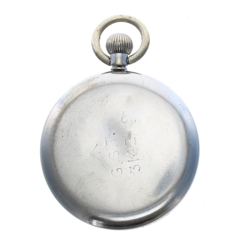 223 - Moeris WWII British Military Army issue chrome cased lever pocket watch, signed cal. 19H 15 jewel ad... 