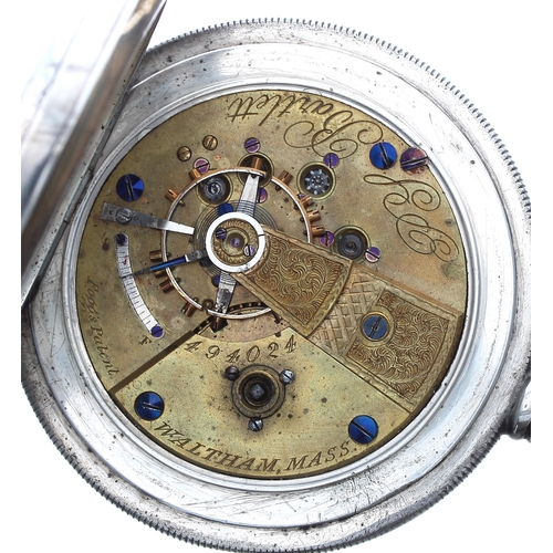 238 - Early American Waltham 'P.S. Bartlett' silver lever hunter pocket watch, circa 1869, signed Fogg's P... 