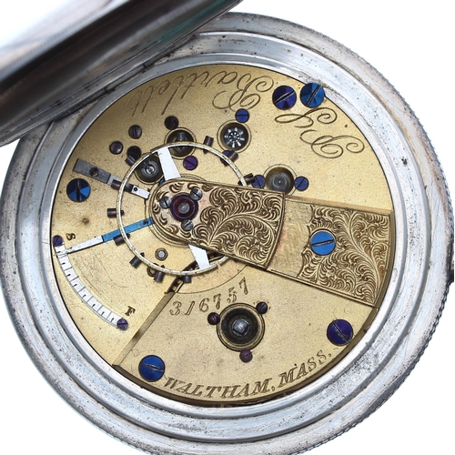 239 - Early American Waltham lever hunter pocket watch, circa 1866, signed movement, no. 316xxx, with comp... 