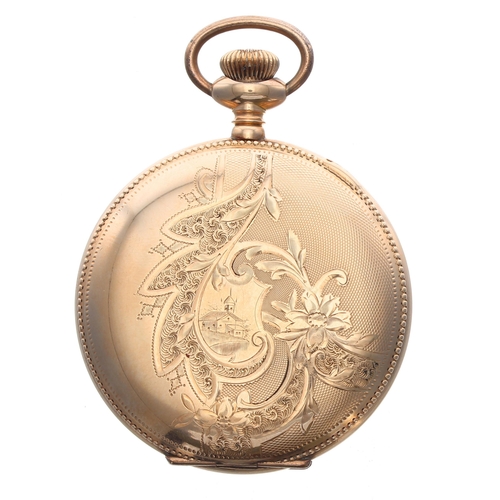 242 - Illinois Watch Co 14k gold plated lever set hunter pocket watch, circa 1902, signed 15 jewel movemen... 