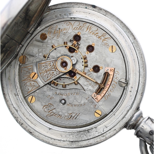 249 - Elgin National Watch Co. lever set hunter pocket watch, circa 1896, signed 17 jewel adjusted movemen... 