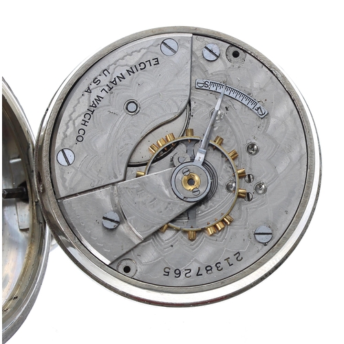 252 - Elgin National Watch Co. lever pocket watch, circa 1918, signed movement with compensated balance an... 