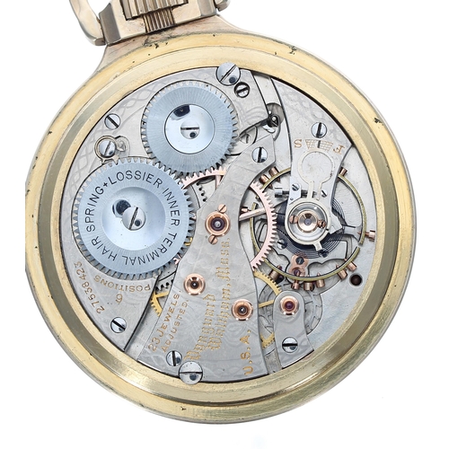 258 - American Waltham 'Vanguard' 10k gold filled lever set pocket watch with 'up/down' power reserve indi... 