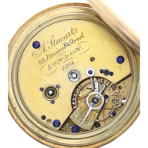 282 - Victorian 18ct half hunter lever pocket watch, London 1863, gilt three quarter plate movement signed... 