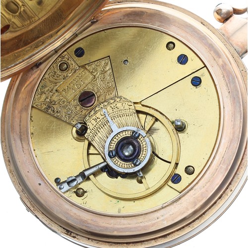 292 - Interesting early 19th century 18ct alarm duplex pocket watch, London 1809, unsigned two train fusee... 