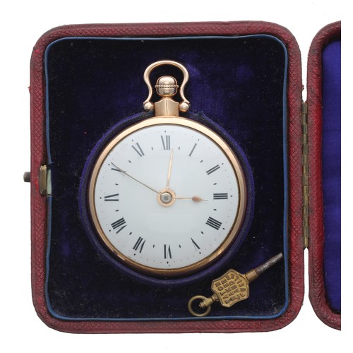 292 - Interesting early 19th century 18ct alarm duplex pocket watch, London 1809, unsigned two train fusee... 