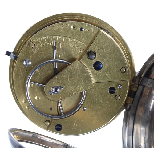 246 - Victorian silver fusee lever pocket watch, London 1840, unsigned movement, no. 3261, with plain bala... 