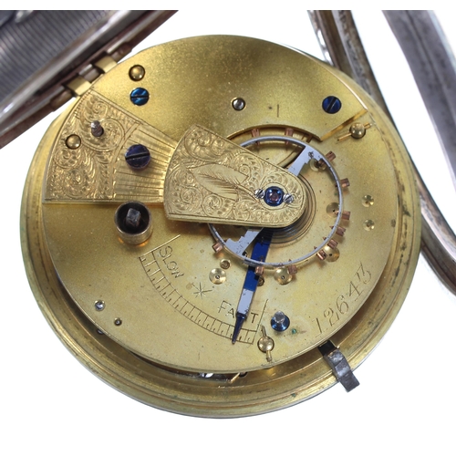 521 - Late 19th century silver fusee lever pocket watch, Chester 1898, unsigned movement, no. 12643, with ... 