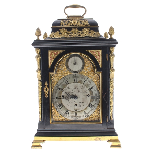 1415 - Fine English ebonised triple fusee bracket clock, the 7