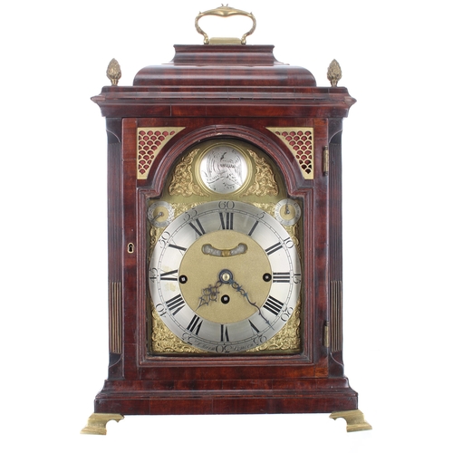 1417 - English mahogany triple fusee bracket clock, the 8