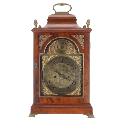 1418 - English mahogany double fusee bracket clock, the 7