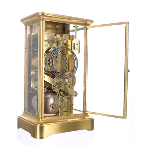 1412 - Good French ormolu four glass mantel clock, the movement with later replaced platform escapement and... 