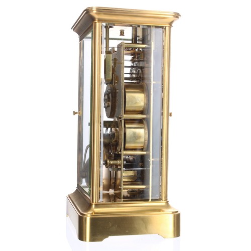 1412 - Good French ormolu four glass mantel clock, the movement with later replaced platform escapement and... 