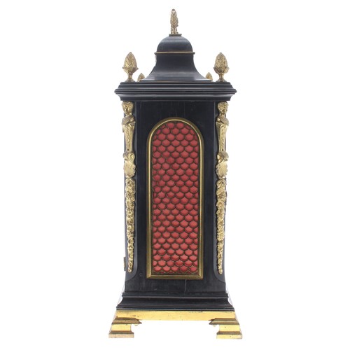 1415 - Fine English ebonised triple fusee bracket clock, the 7