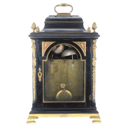 1415 - Fine English ebonised triple fusee bracket clock, the 7