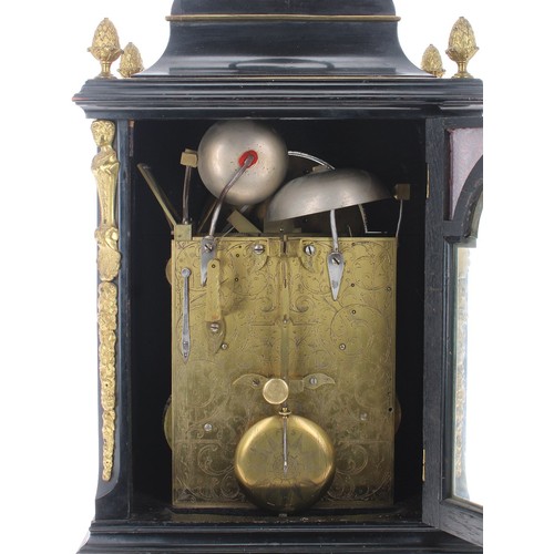 1415 - Fine English ebonised triple fusee bracket clock, the 7