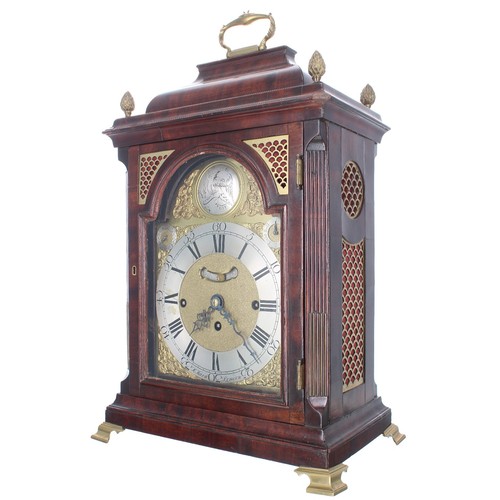 1417 - English mahogany triple fusee bracket clock, the 8