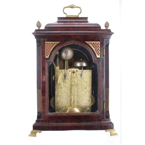 1417 - English mahogany triple fusee bracket clock, the 8