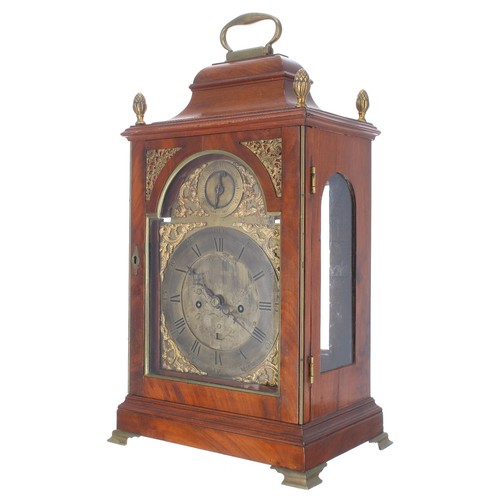 1418 - English mahogany double fusee bracket clock, the 7