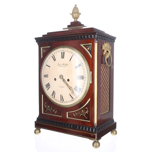 1419 - Good English mahogany double fusee mantel clock, the 8