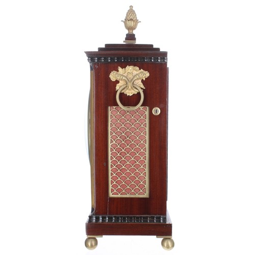 1419 - Good English mahogany double fusee mantel clock, the 8