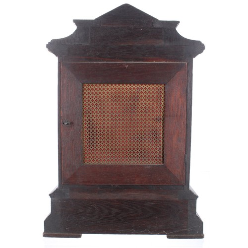 1420 - Good English oak triple fusee bracket clock, the 5.5